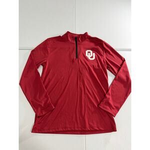 Oklahoma Sooners OU Quarter Zip Pullover Long Sleeve Athletic Shirt Crimson